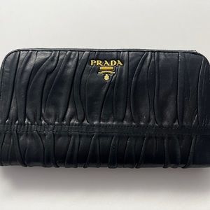 Prada black quilted continental wallet